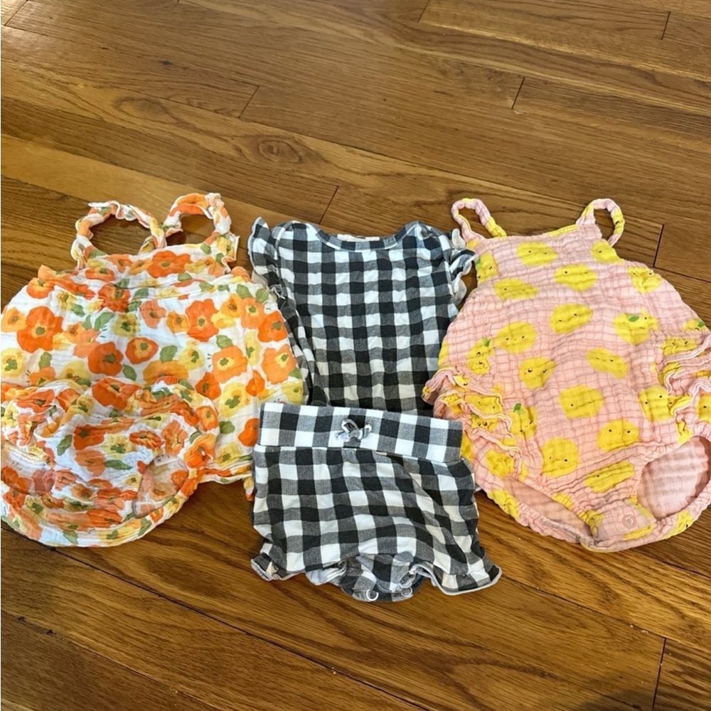 Bundle of Angel Dear Baby outfits -18 month size. Floral and Checkered Patterns